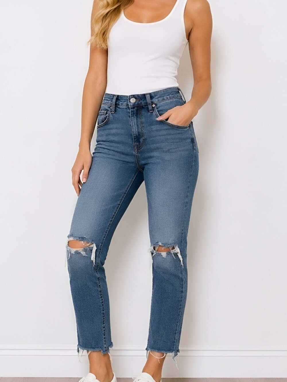 RE/DONE 90s High Rise Ankle Crop Denim Stretch Jeans Buttons Fly SZ 29